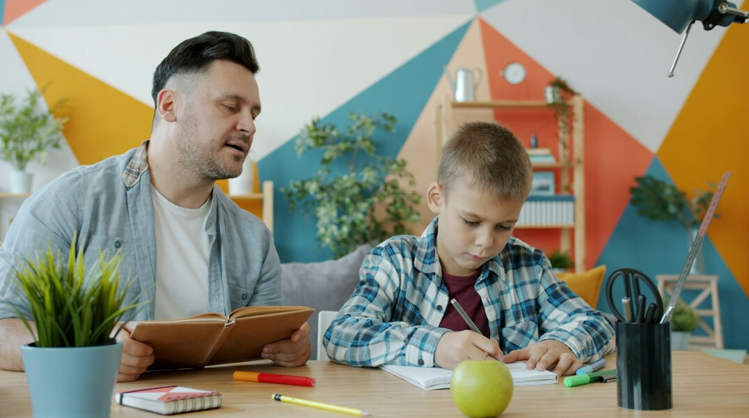parent and child studying together