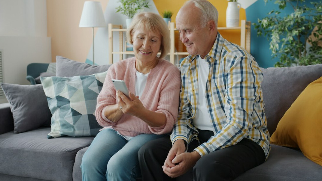 elderly person with family